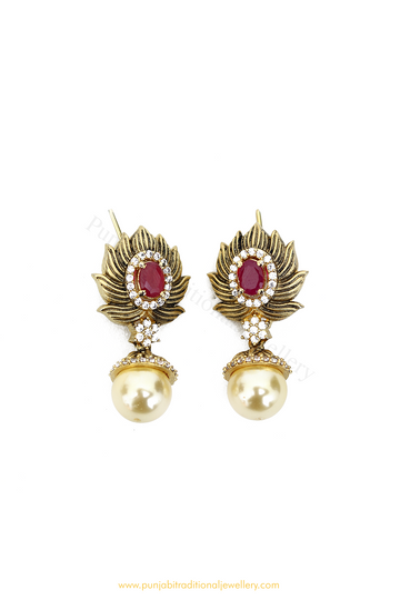 Antique Gold Finished Rubby AD Studs By PTJ